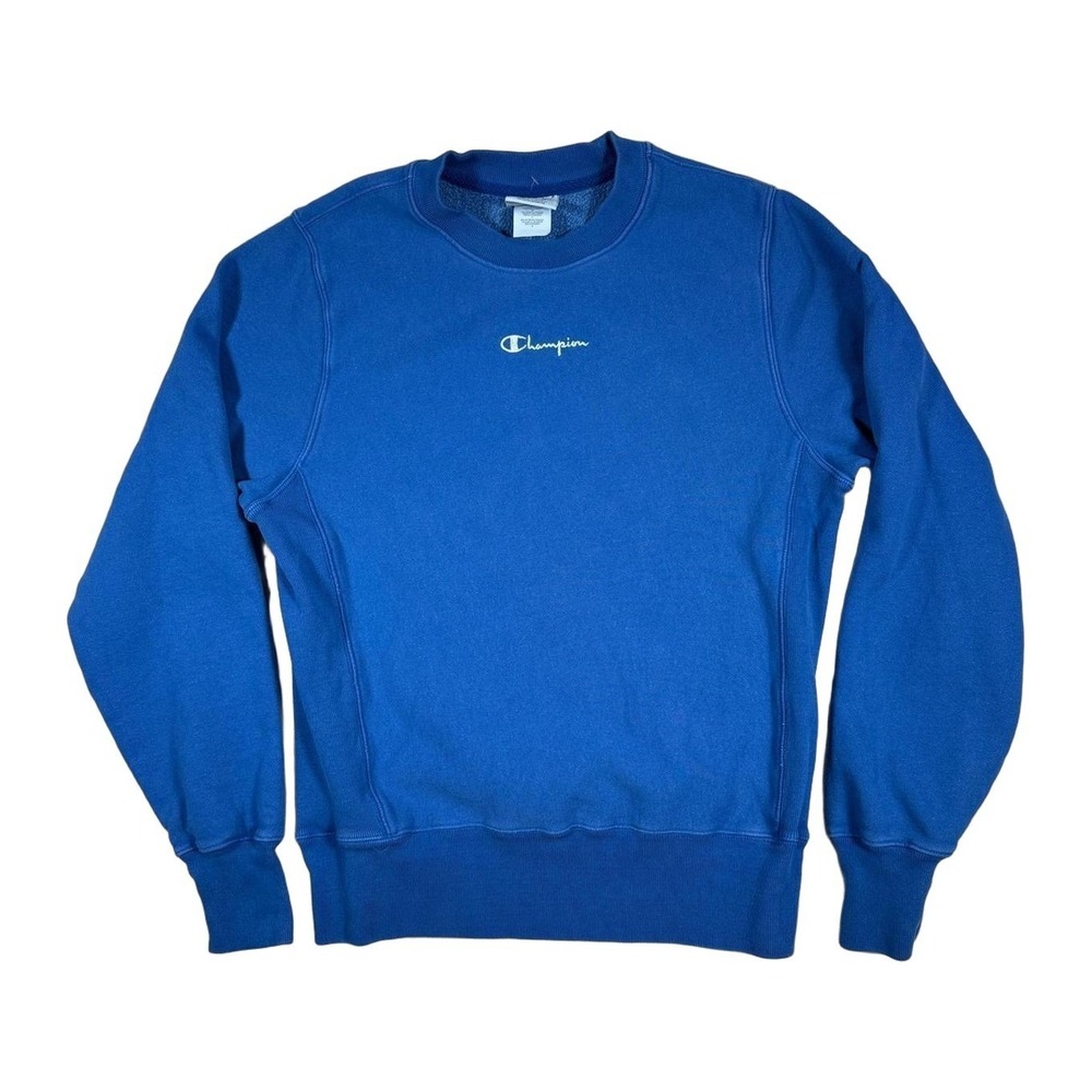 Champion Reverse Weave Crewneck Sweatshirt Blue Small Embroidered‎ Logo Womens